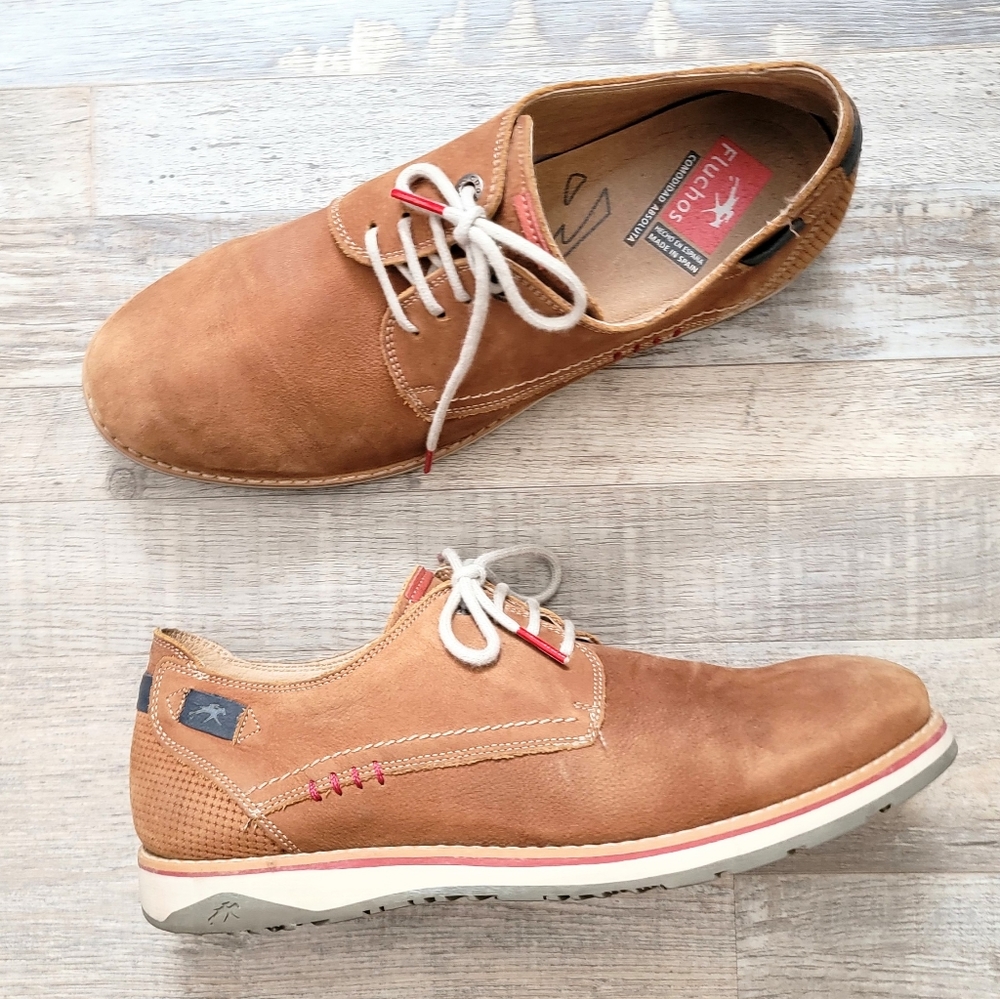Fluchos Tan Lace-Up Leather Oxford Size 42 / 9